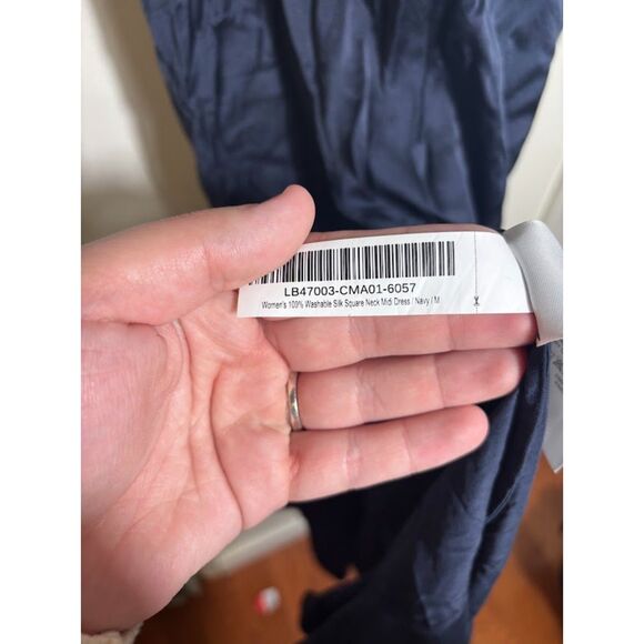 Quince Washable Silk Square Neck Midi Dress Navy Blue Medium Minimalist Staple - Picture 5 of 5